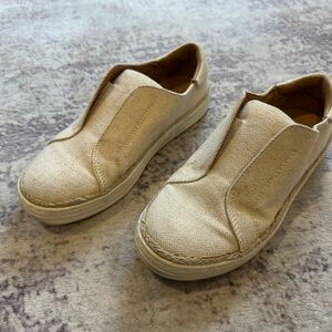 Slip-On Canvas Platform Sneakers - Cream